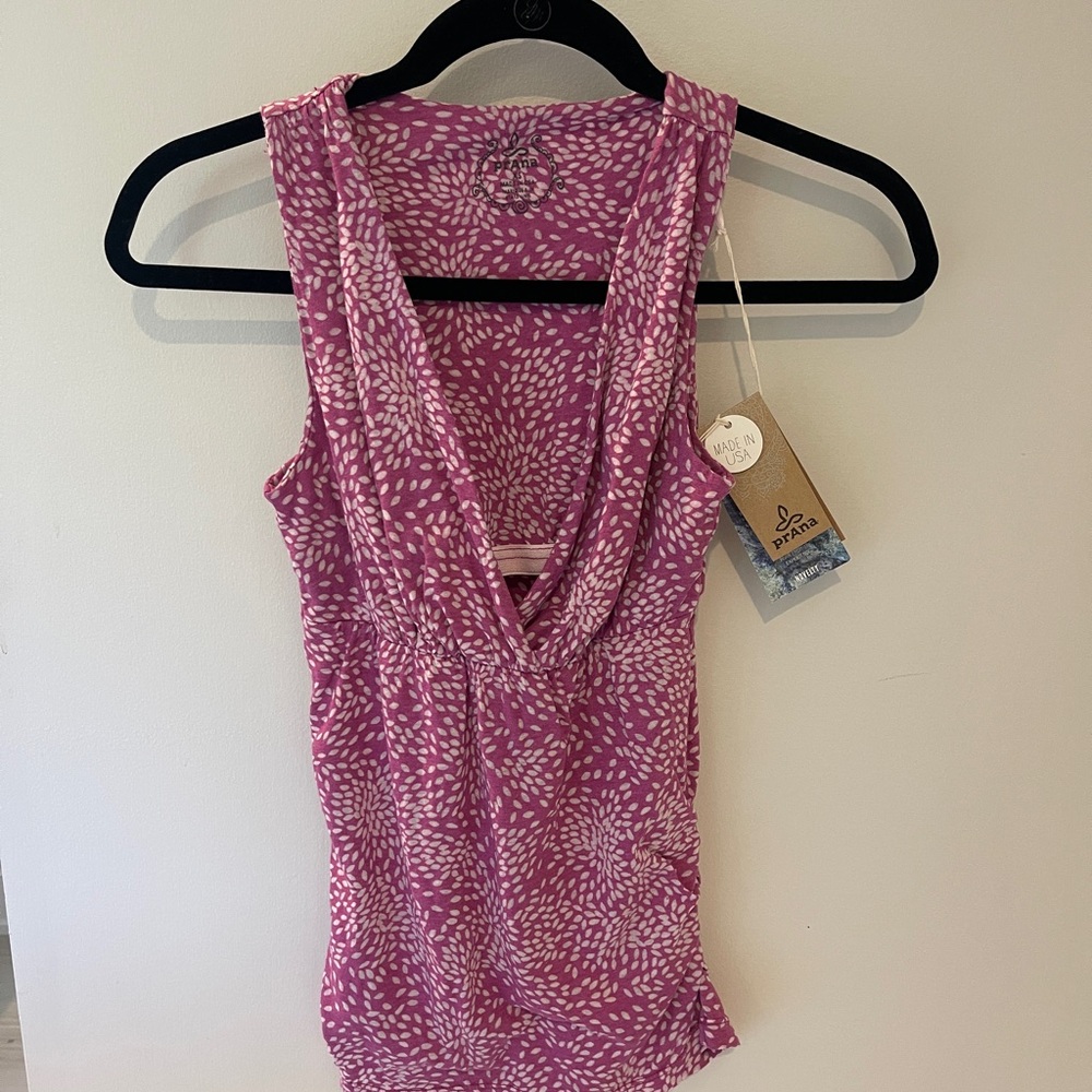 Prana Pink and White Patterned Tank Top
